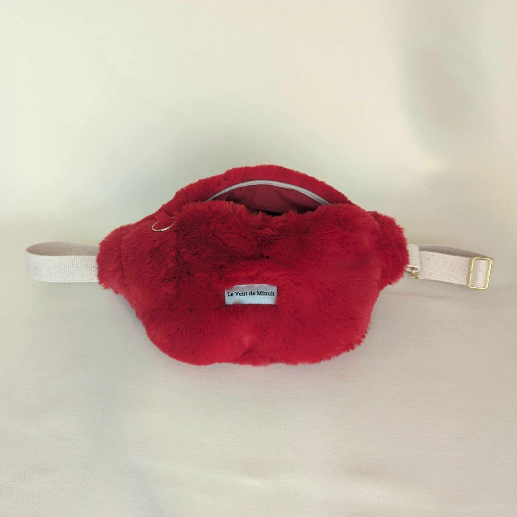 Banane en fausse fourrure rouge vif